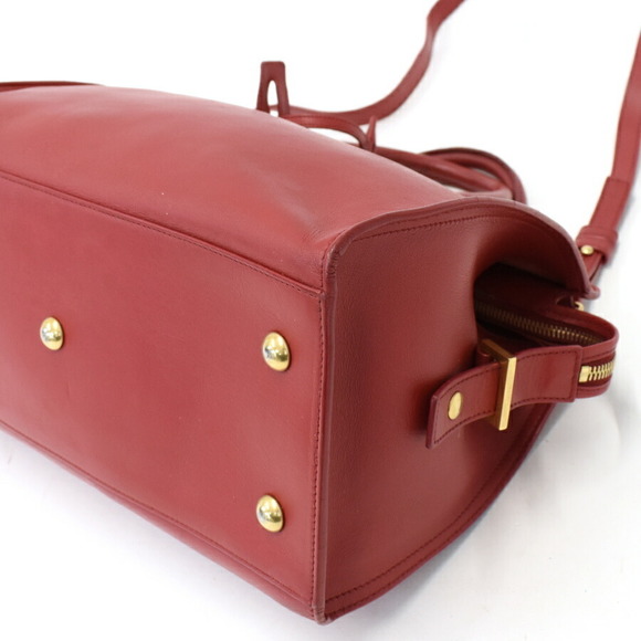 Saint Laurent Cabas Shoulder Bag Leather Red PARIS Y - Picture 5 of 8